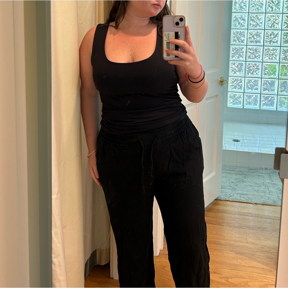 BLACK LINEN PANTS WITH POCKETS